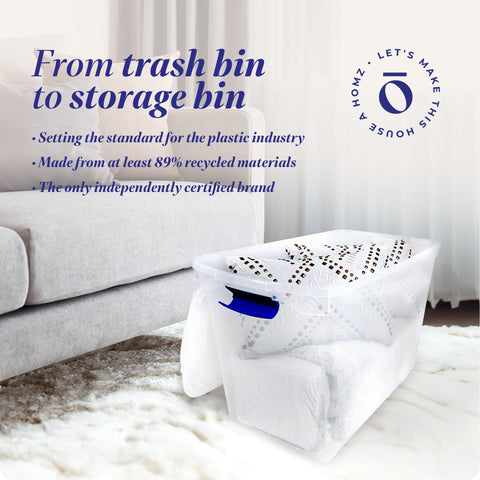 HOMZ garage storage bin ideal for bulky tools and supplies.