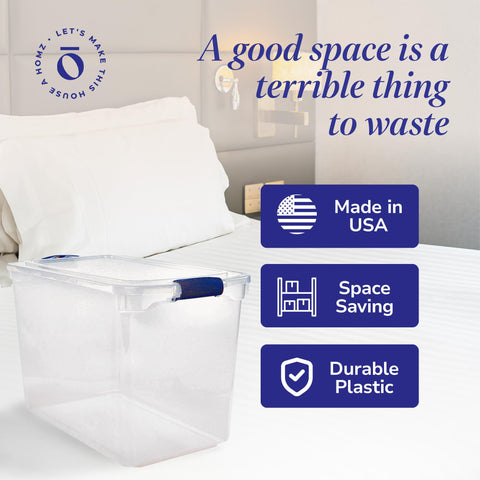 HOMZ recycled plastic bin offers durable, eco-friendly storage options.