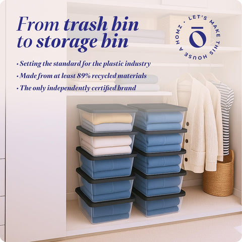 HOMZ storage solutions keep items protected in garages and utility closets.