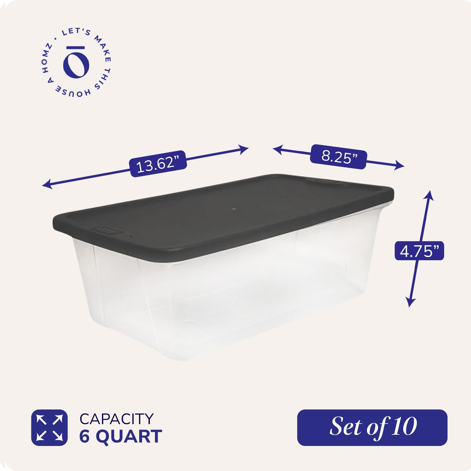 HOMZ Snaplock lid secures contents and keeps out dust during busy weeks.