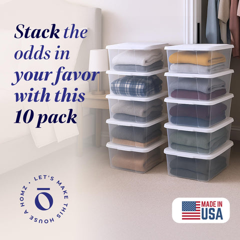 HOMZ Snaplock small clear bin lid closed protecting contents from dust and moisture.