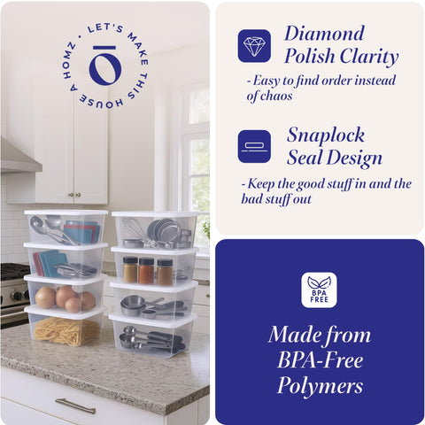 HOMZ Snaplock stackable bin closet configuration optimizes vertical storage.