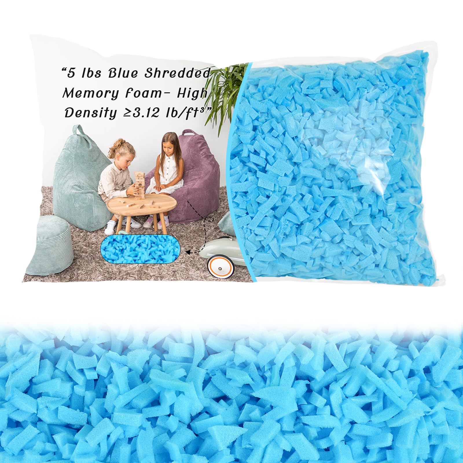 HONEHO bean bag filler 5lbs memory foam offers lasting support and comfort