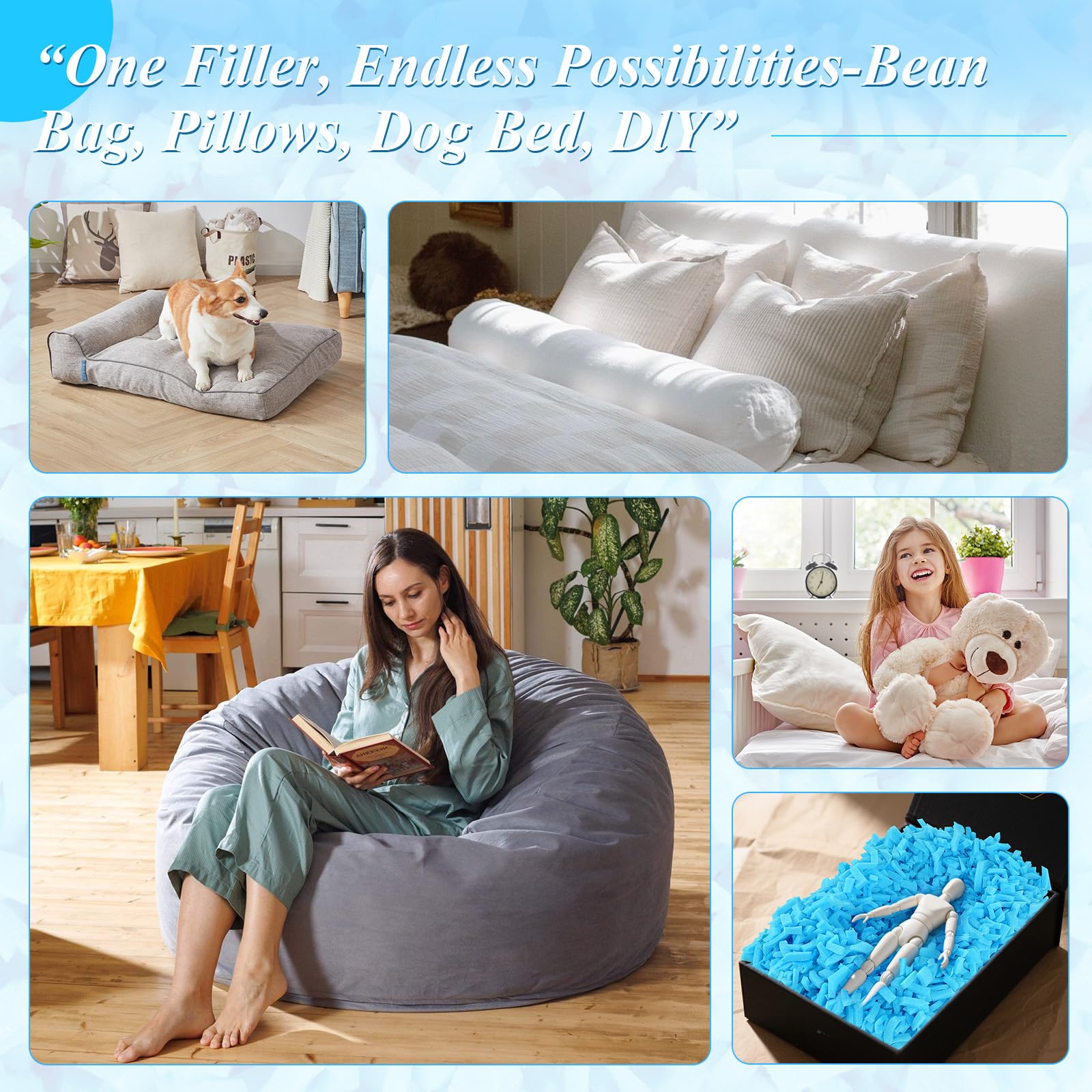HONEHO cushion refill memory foam for quiet, plush DIY cushions.