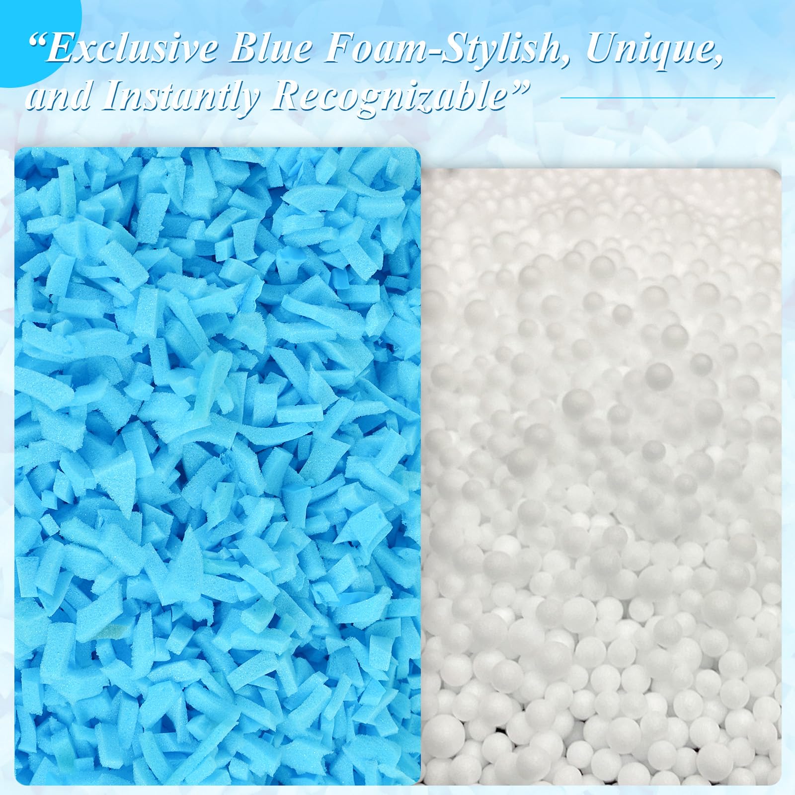 HONEHO DIY pillow stuffing with blue memory foam for custom comfort.