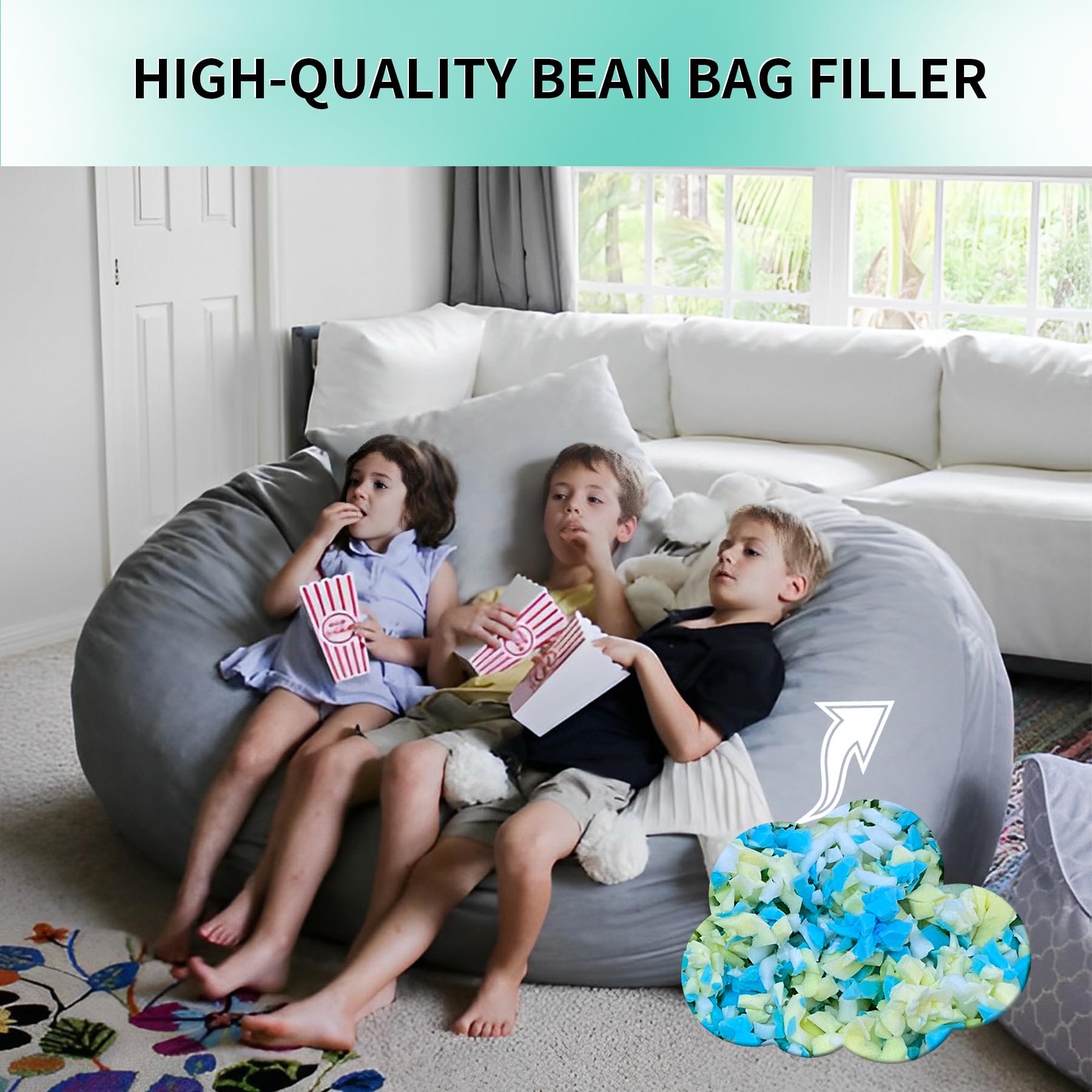 HONEHO dog bed filler close-up highlights airy crumb-free texture