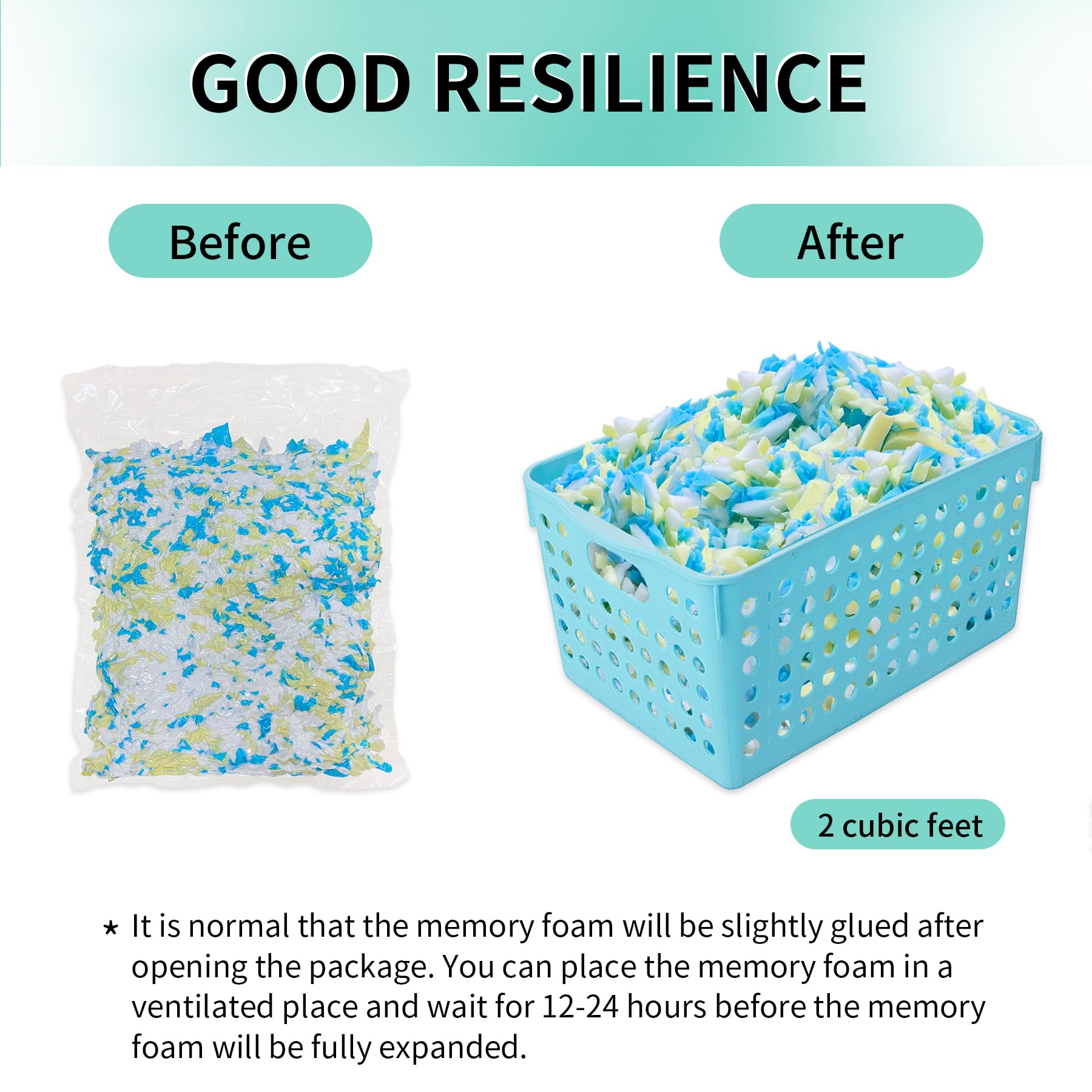 HONEHO memory foam filler packaging shows easy storage and versatile use