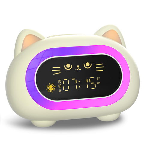 Playful cat design blends with bedroom decor and routine.