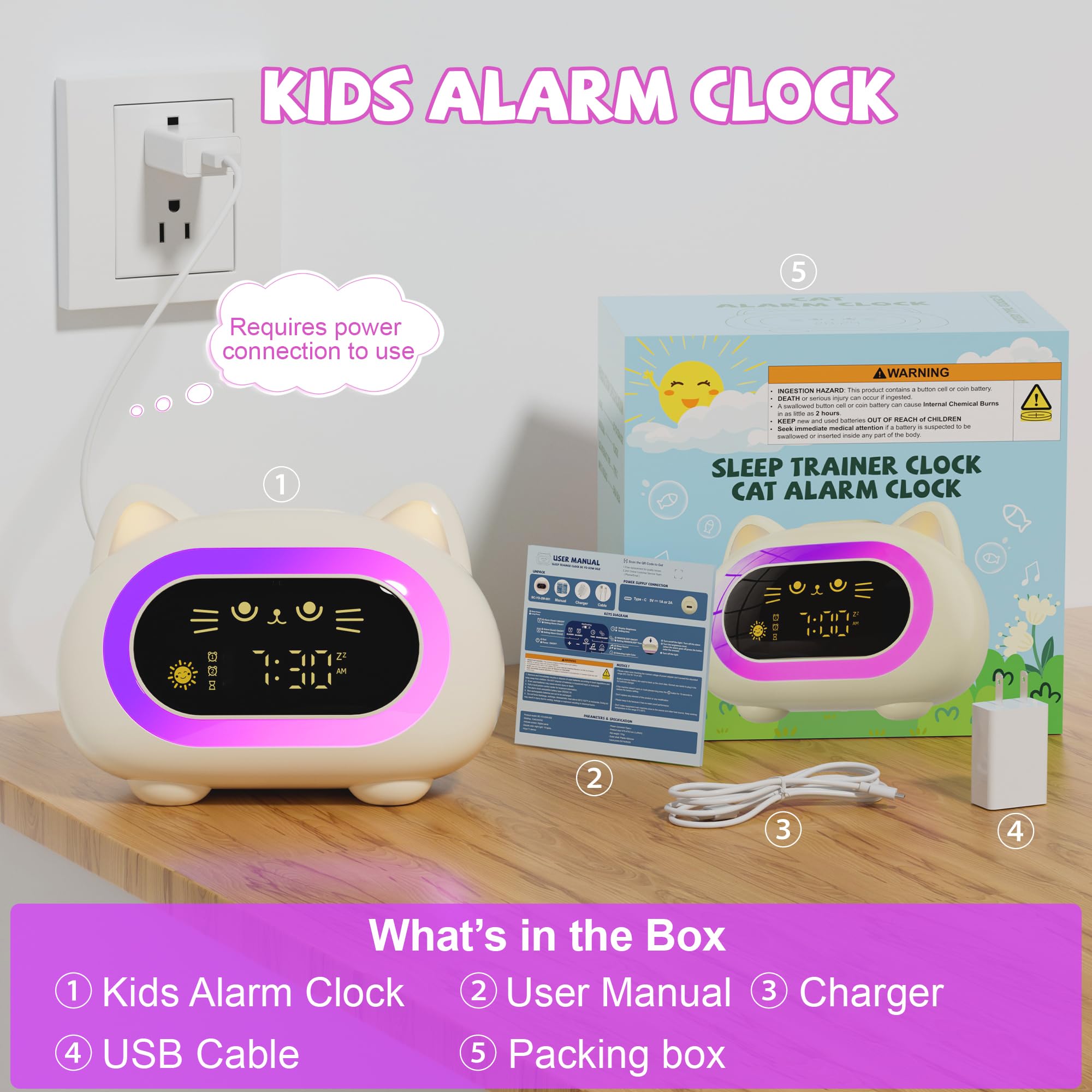 Auto-off timer and 9-minute snooze for flexible mornings.