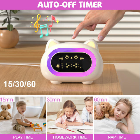 Clock features a child lock for safe, controlled use.