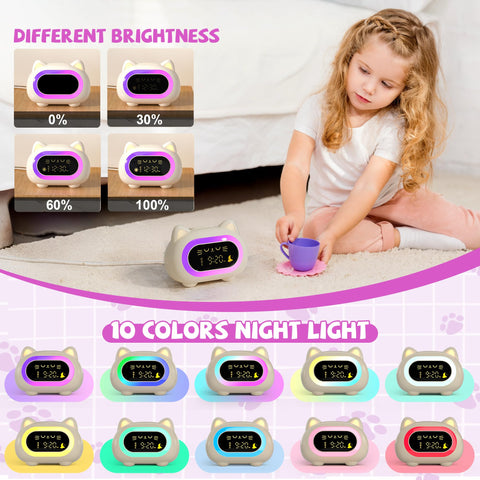 Ten night-light modes illuminate a child's room with soft colors.