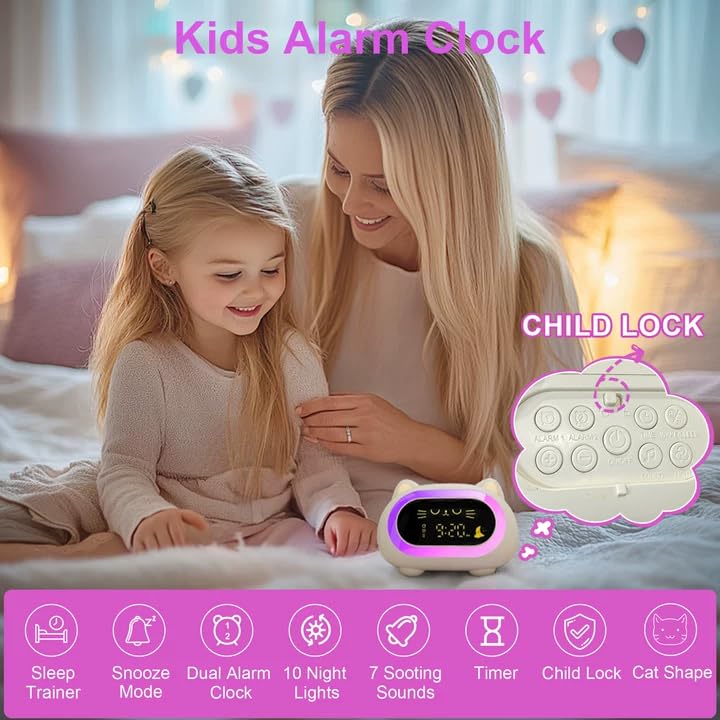 Honesorn kids clock displays wake time using a green light cue.