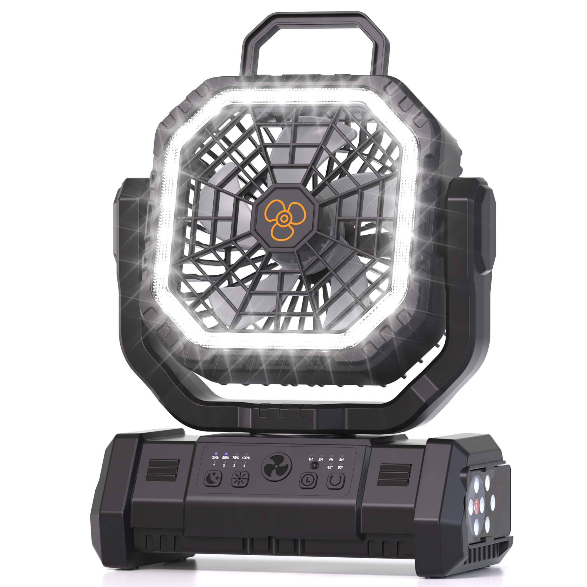 Honesorn portable fan with 20000mAh battery for extended camping cooling.