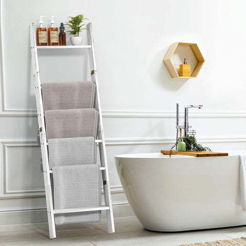 HONEST OUTFITTERS farmhouse decor wooden ladder adding warm style to a room