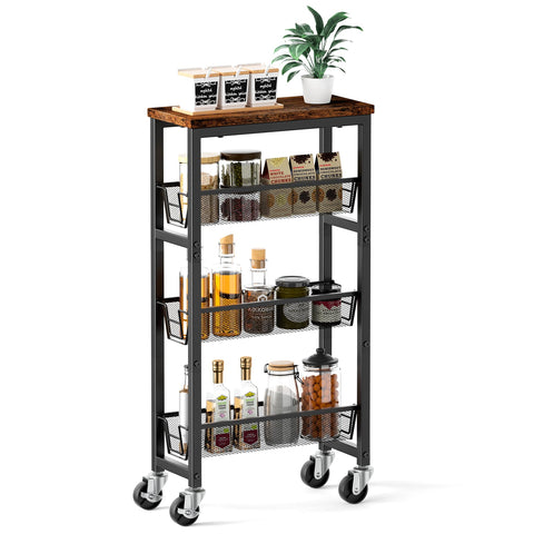 Honest Outfitters Slim Storage Cart with 4-tier mesh baskets neatly organizes essentials