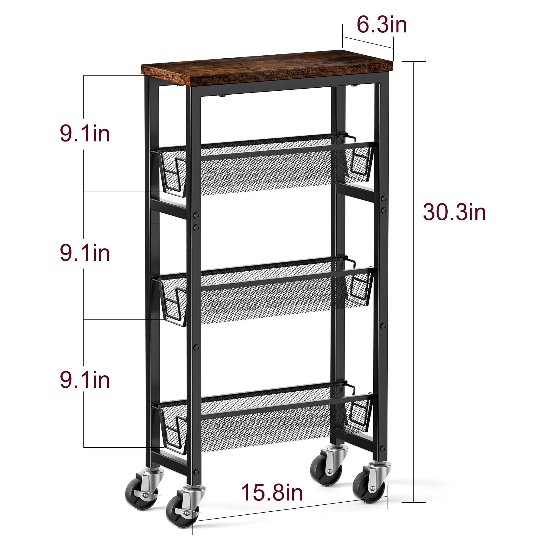 Honest Outfitters Slim Storage Cart metal frame ensures lasting stability in busy spaces