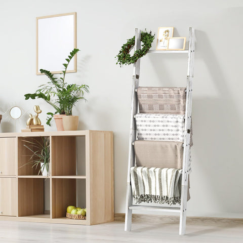 HONEST OUTFITTERS sturdy wooden ladder highlighted for 50 lb capacity