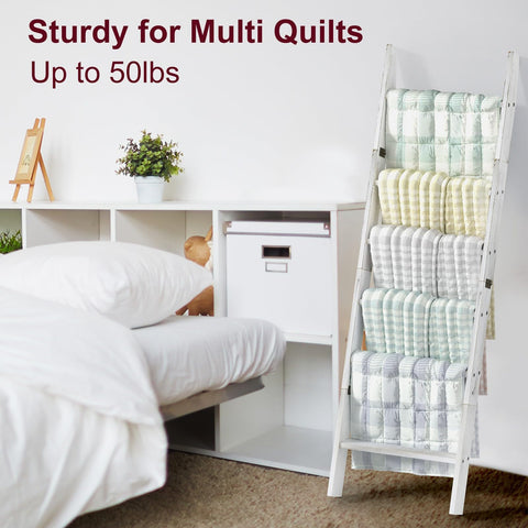 HONEST OUTFITTERS wall-leaning blanket rack against a wall with rustic wood texture