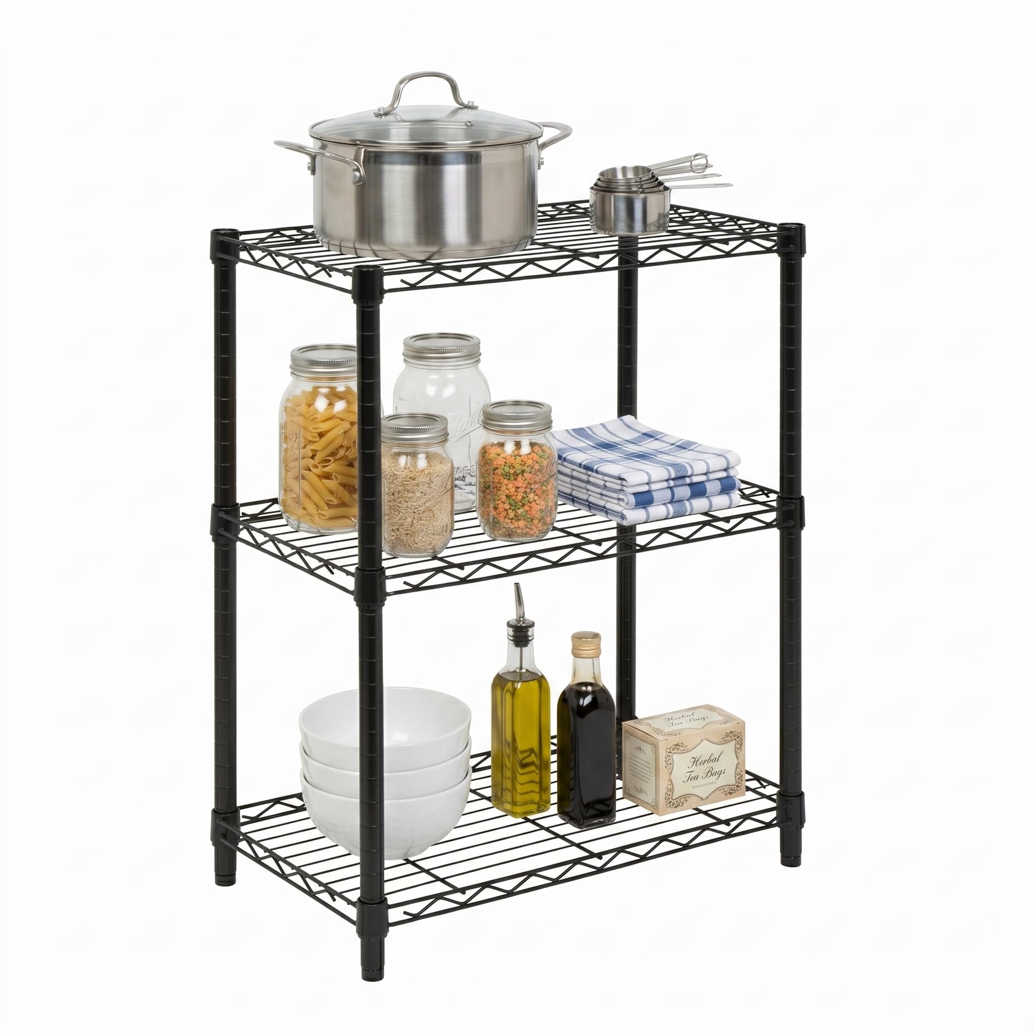 Honey-Can-Do 3-Tier Shelving Unit offers versatile storage and quick setup.