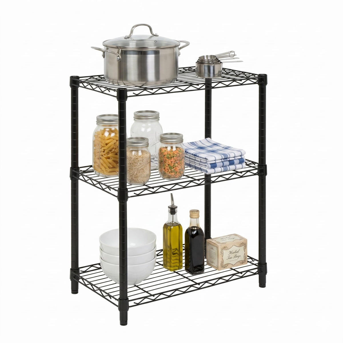 Honey-Can-Do 3-Tier Shelving Unit offers versatile storage and quick setup.