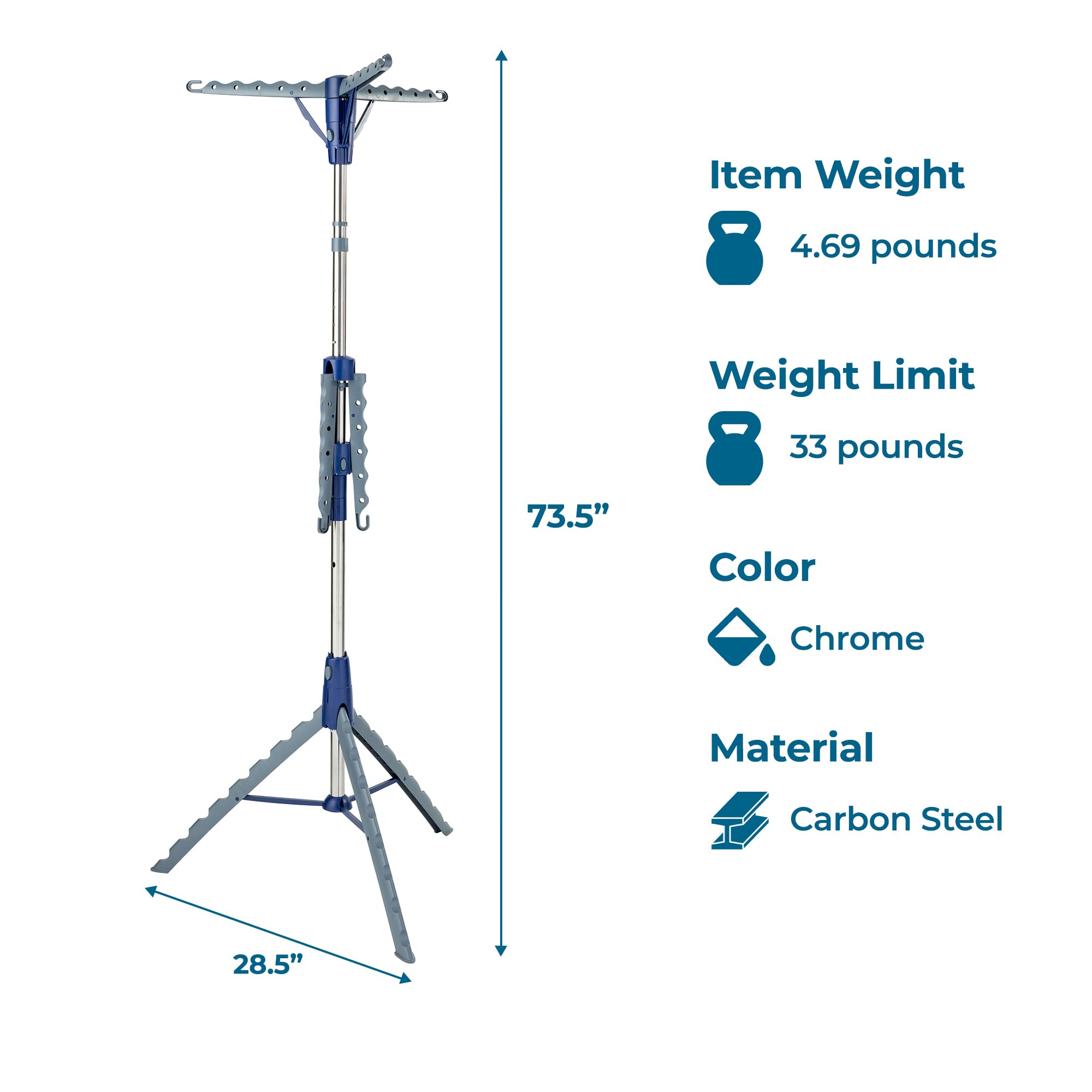 Honey-Can-Do rack with 30-garment capacity ideal for full loads without crowding
