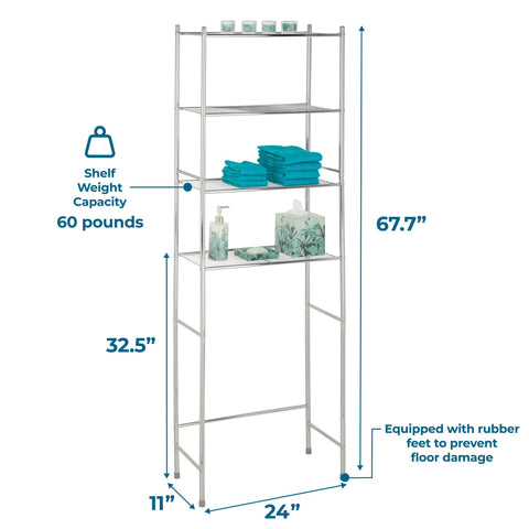 In-use view demonstrating organized bathroom storage with Honey-Can-Do shelf.