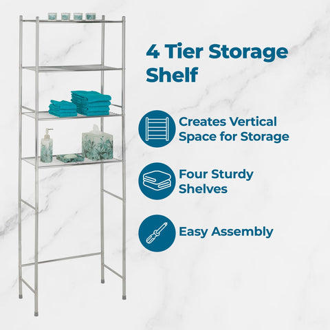 Open shelves of Honey-Can-Do unit for easy access to toiletries.