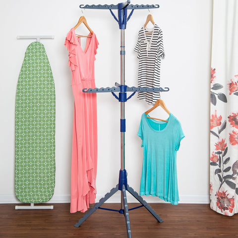 Honey-Can-Do 73-inch tall drying rack extended with top tier for long garments and airflow
