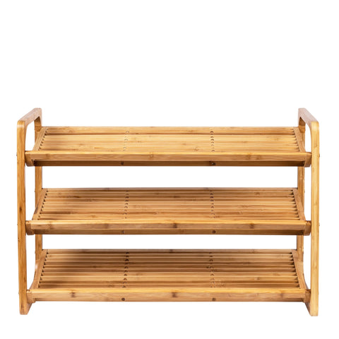 Honey-Can-Do bamboo 3-tier shelf angled view for versatile placement