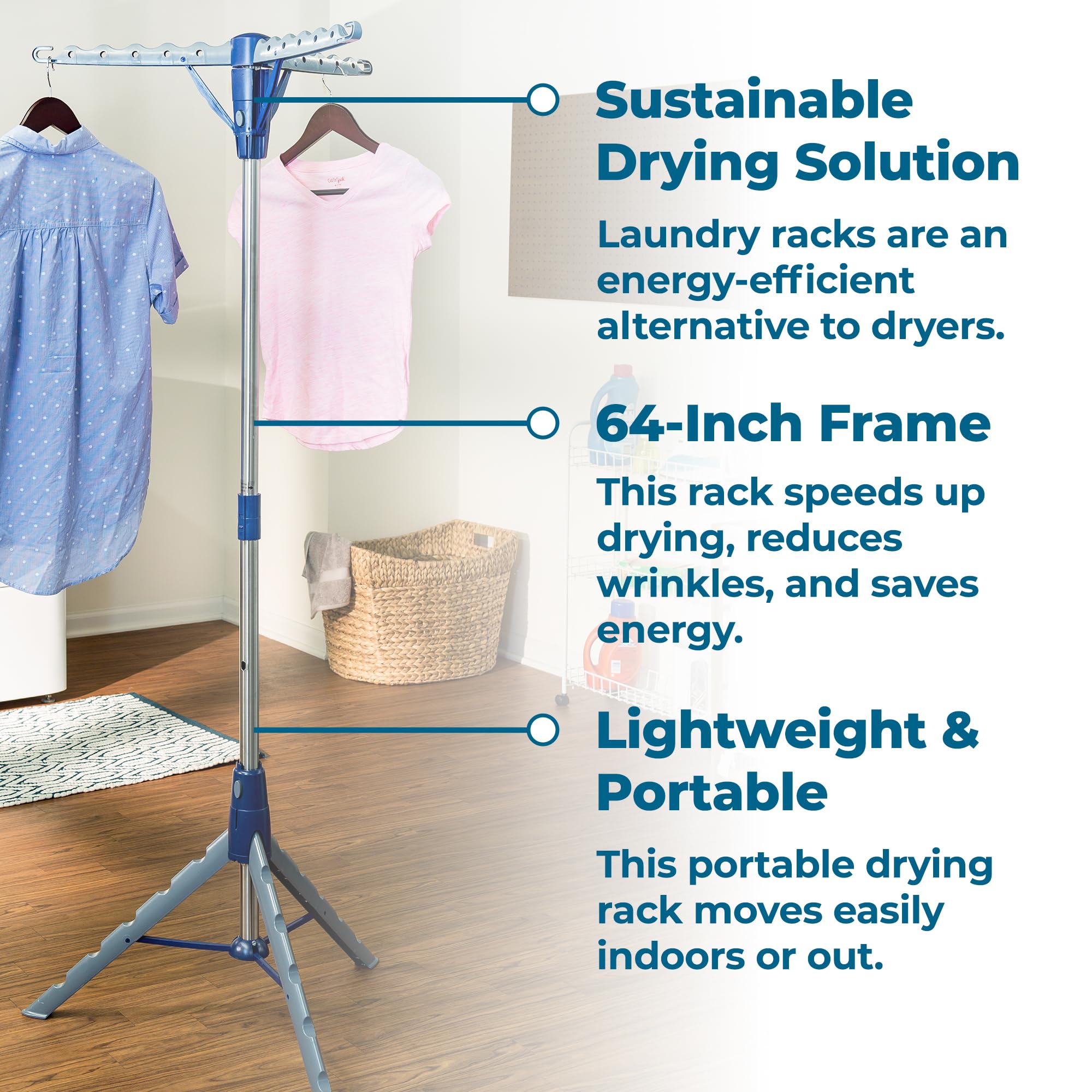 Honey-Can-Do carbon steel construction provides sturdy support for heavy items