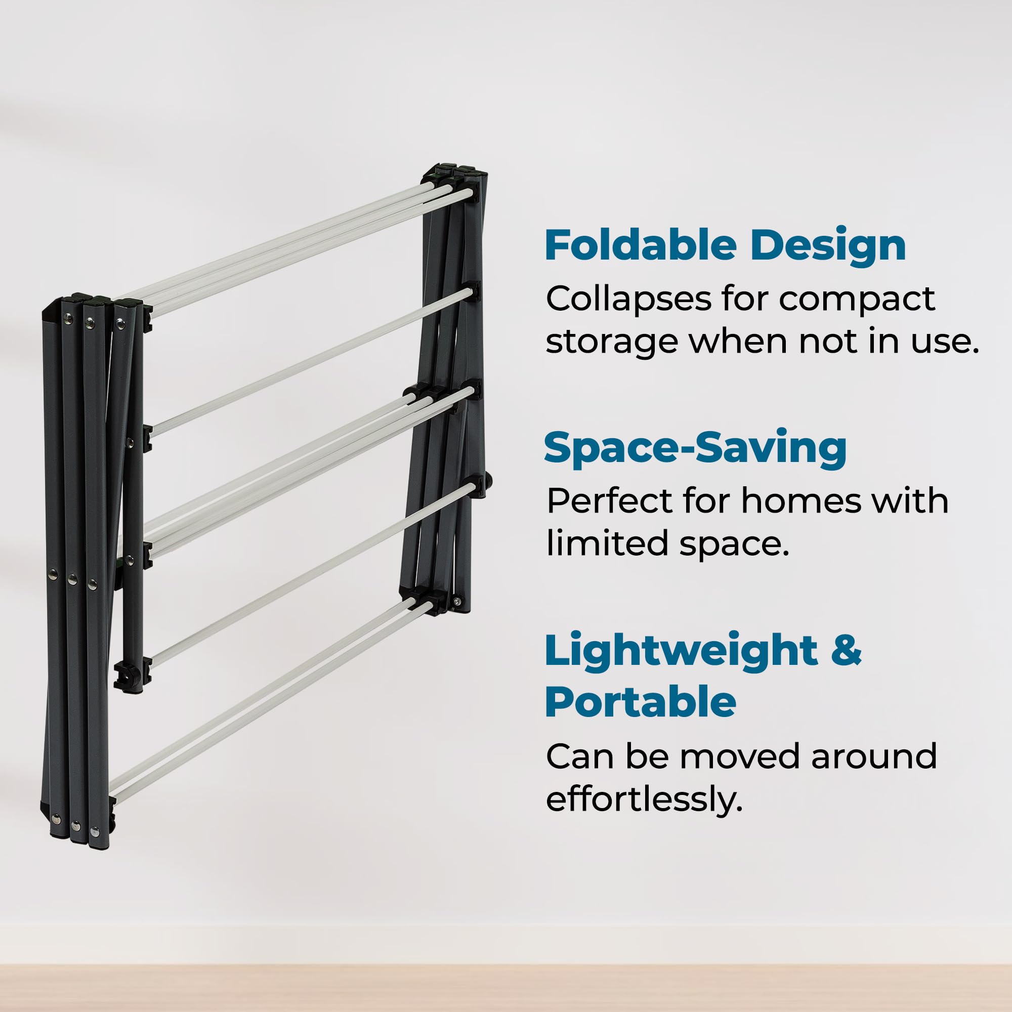 Indoor and outdoor use ready: Honey-Can-Do rack on a patio or balcony.