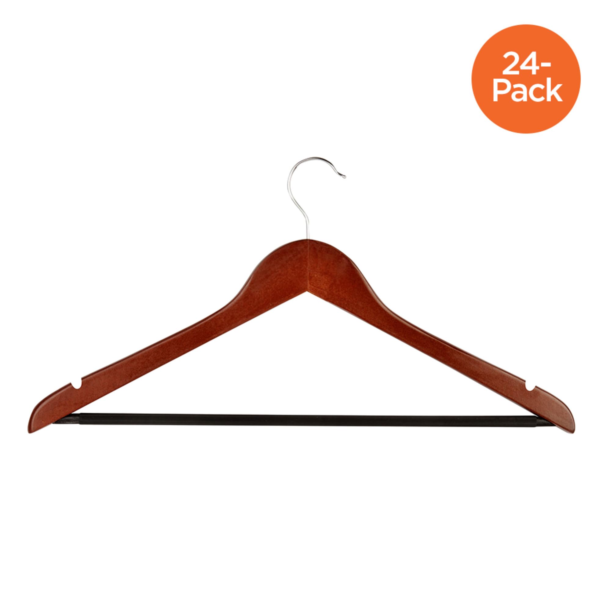 Honey-Can-Do wooden hangers provide sturdy support for jackets and shirts.