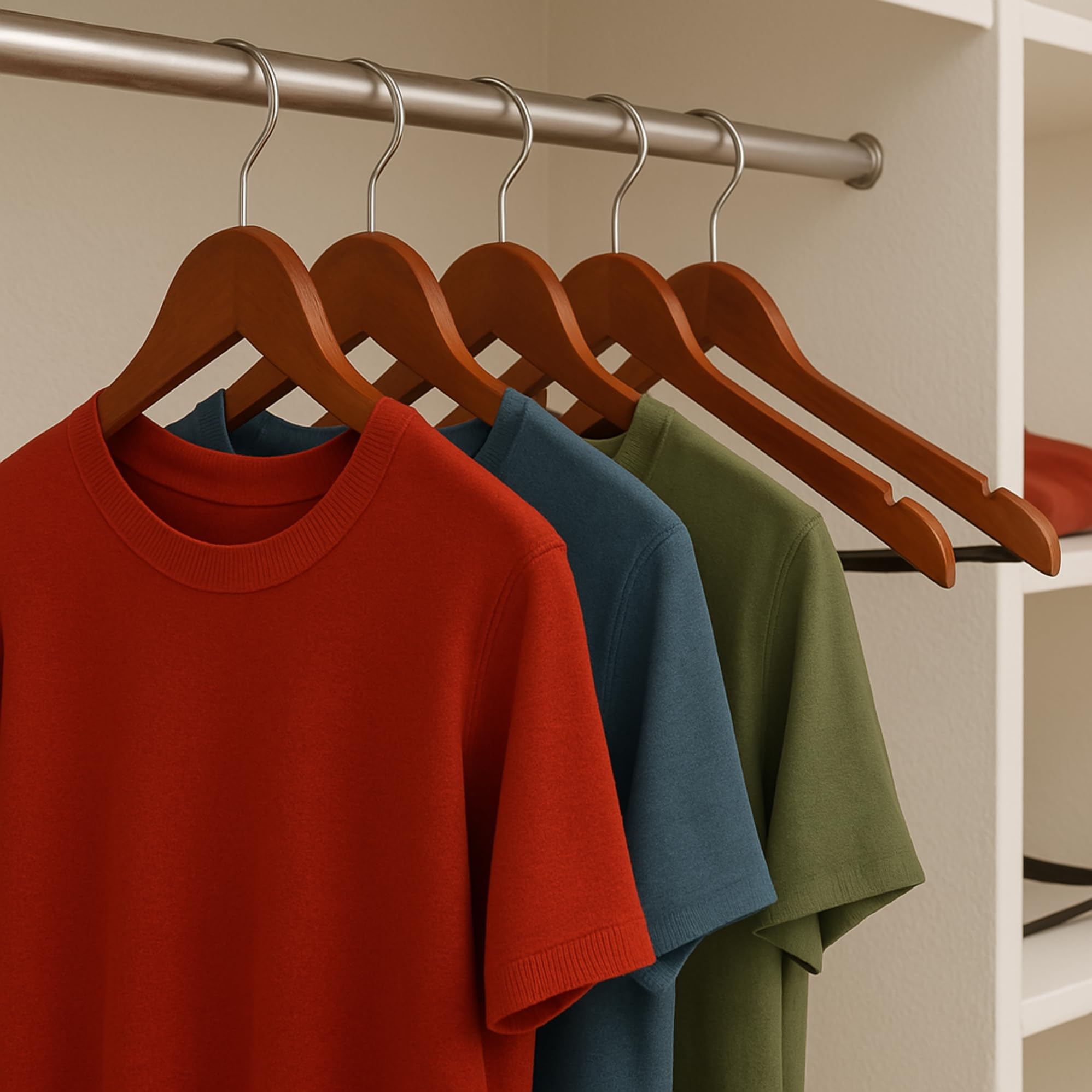 Honey-Can-Do cherry hangers feature non-slip sleeve to prevent pants slipping.