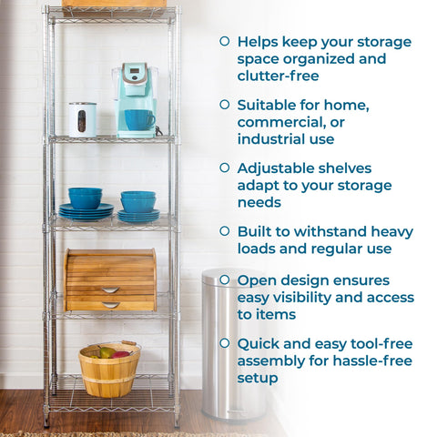 Honey-Can-Do NSF-certified chrome shelving label indicating commercial-grade suitability.