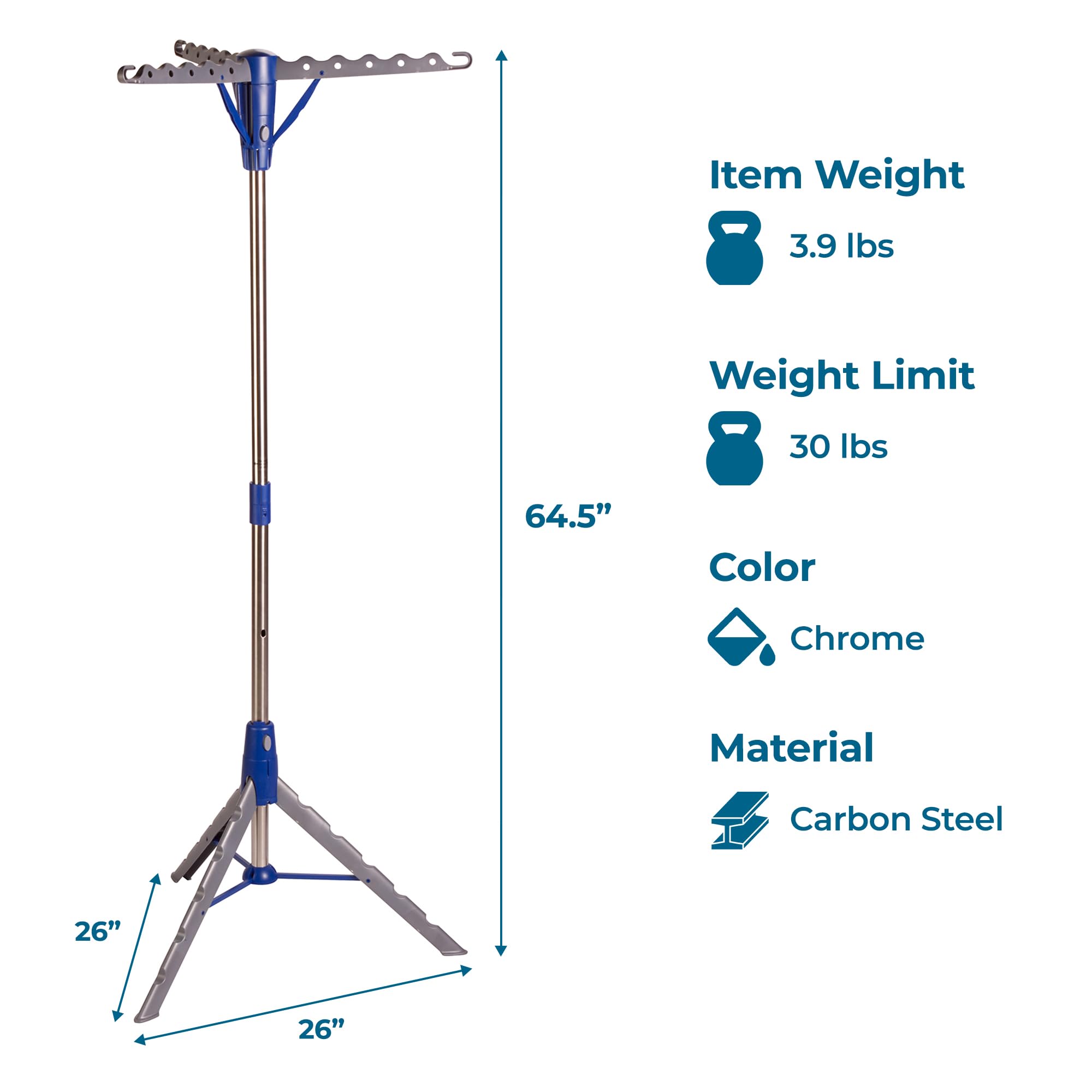 Honey-Can-Do sturdy tripod base supports stable indoor and outdoor use
