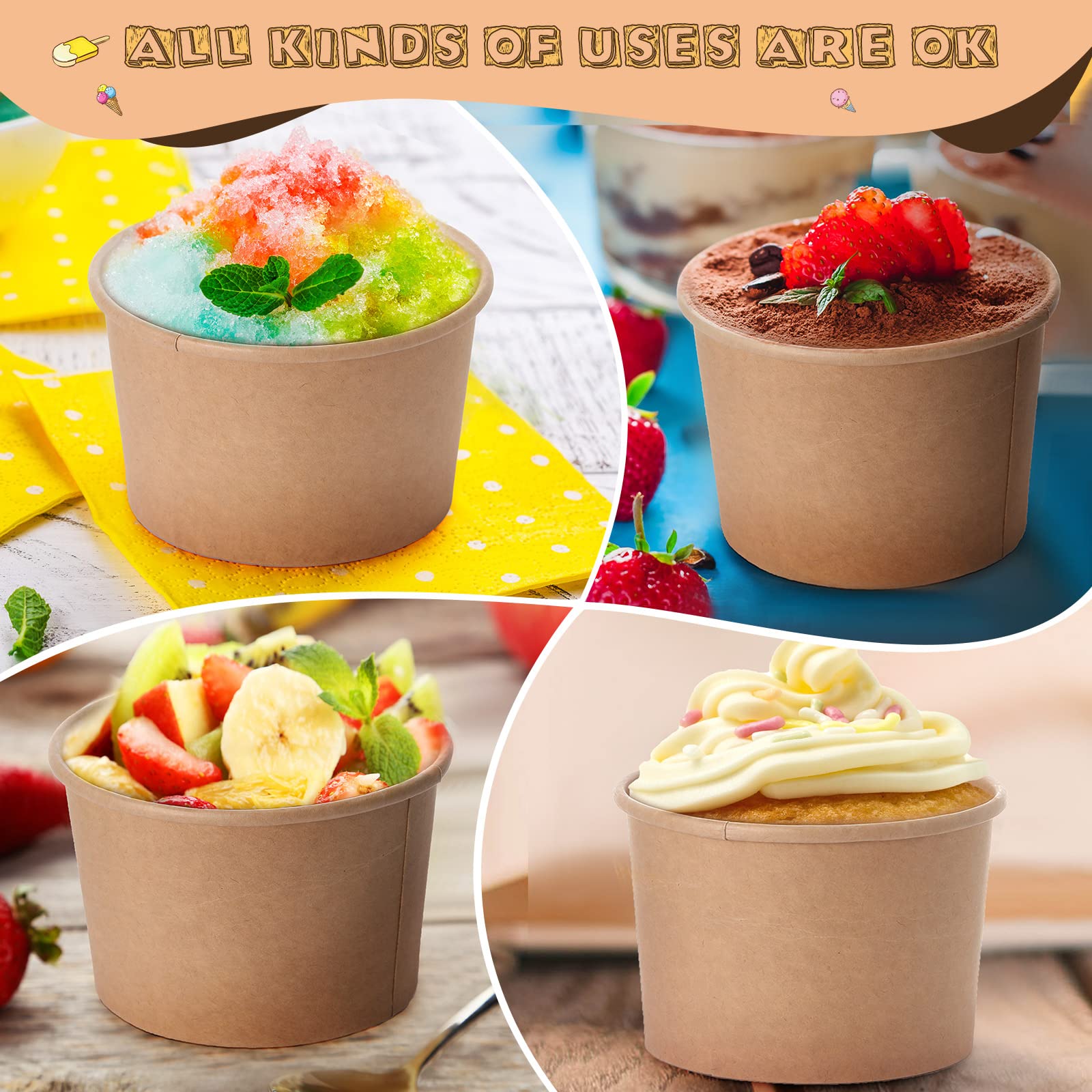 Honeydak disposable dessert cups brown kraft paper for versatile party treats