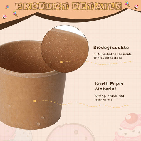 Honeydak kraft paper cups with inner coating leakproof for mess-free servings