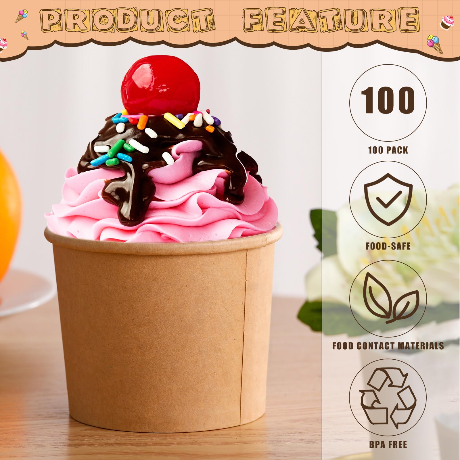 Honeydak leakproof sundae cups with interior coating for clean serving