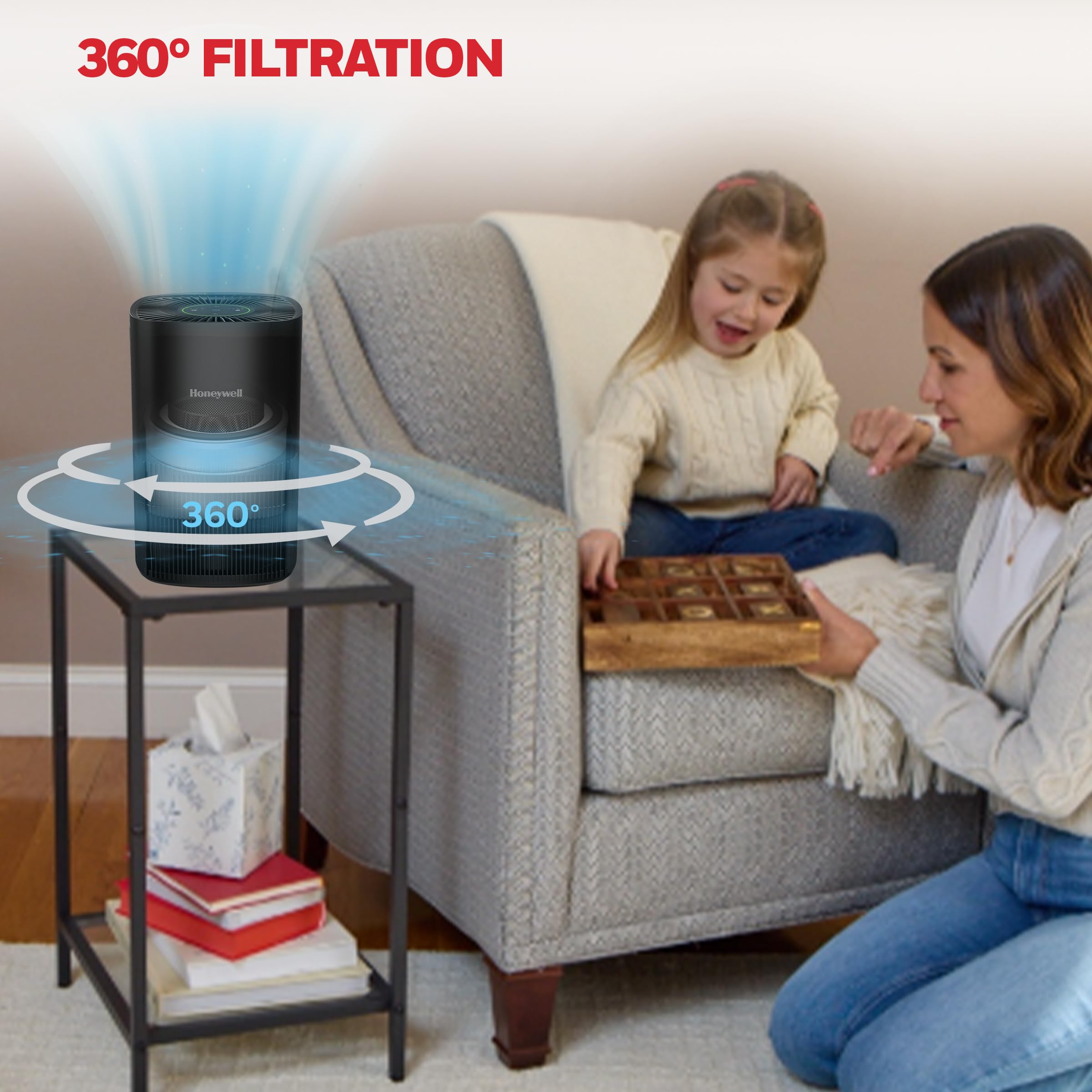 Honeywell Allergen Plus carbon filter reduces odors and VOCs