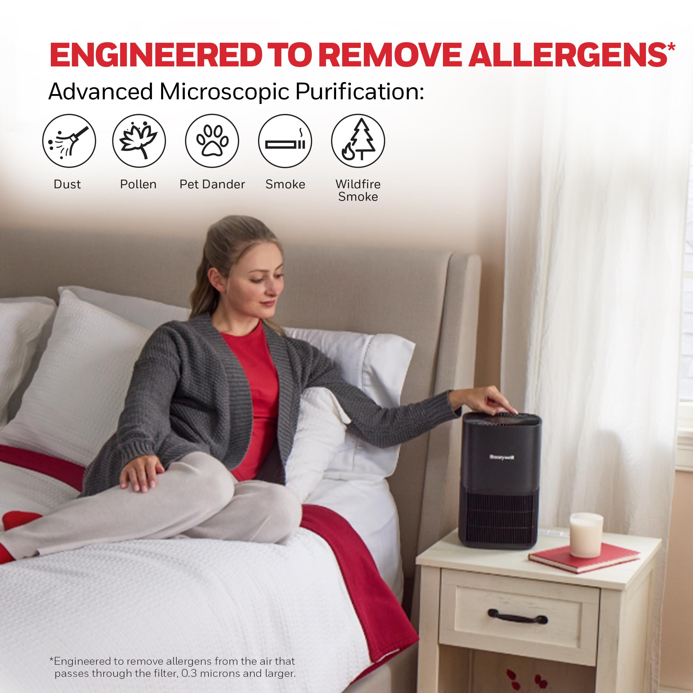 Honeywell Allergen Plus control panel with AQSense sensor in action