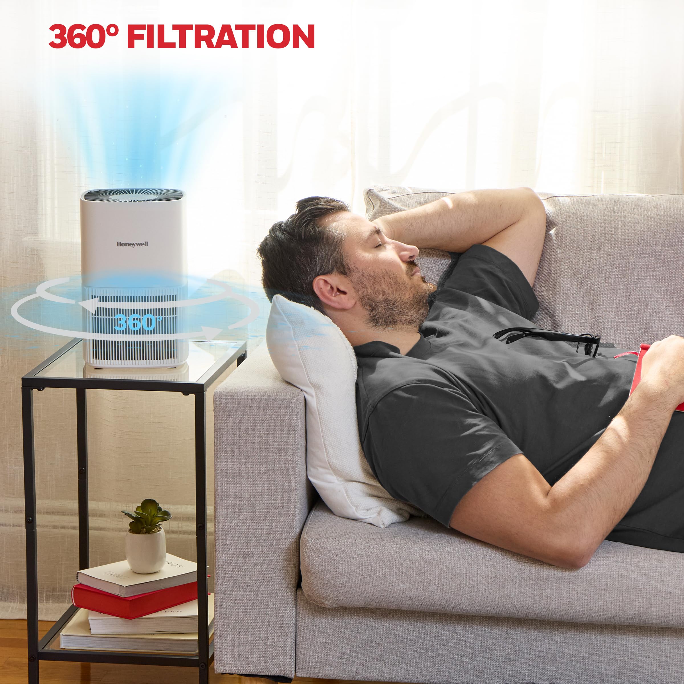 Honeywell Allergen Plus dimmed lights for restful night use