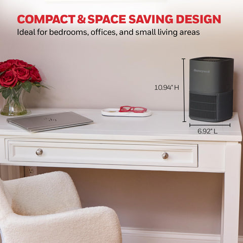 Honeywell Allergen Plus Sleep Mode dims lights for quiet nighttime operation.
