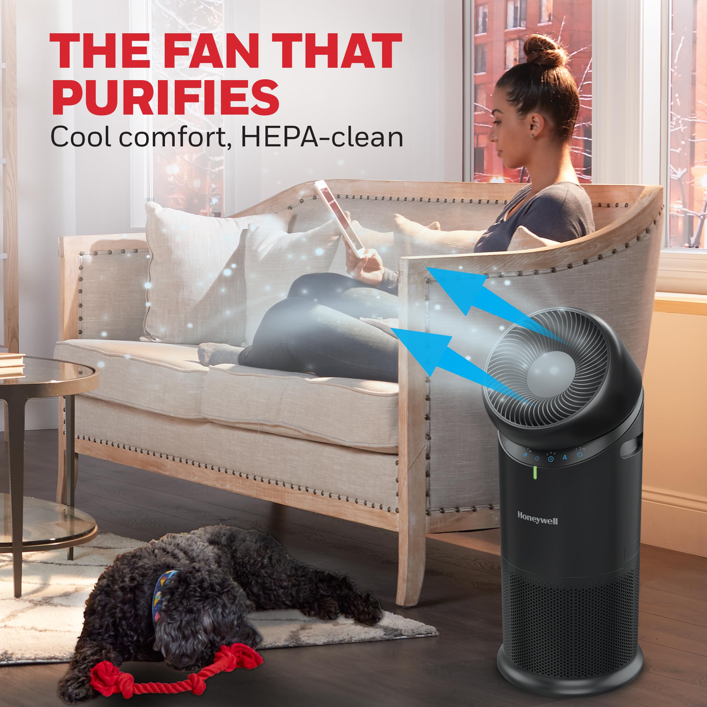 Honeywell Allergen Plus smart air quality sensor with real-time feedback.