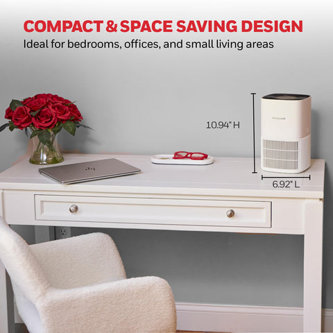 Honeywell Allergen Plus vacuumable pre-filter catching hair and lint.