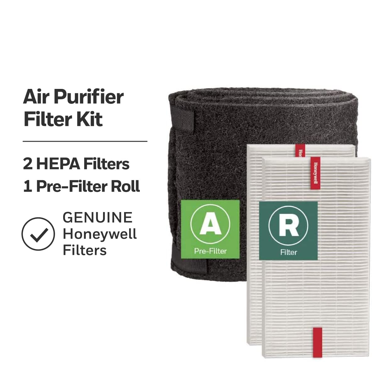 Honeywell A Pre-Filter Roll with cutting template reduces odors and blocks larger particles.