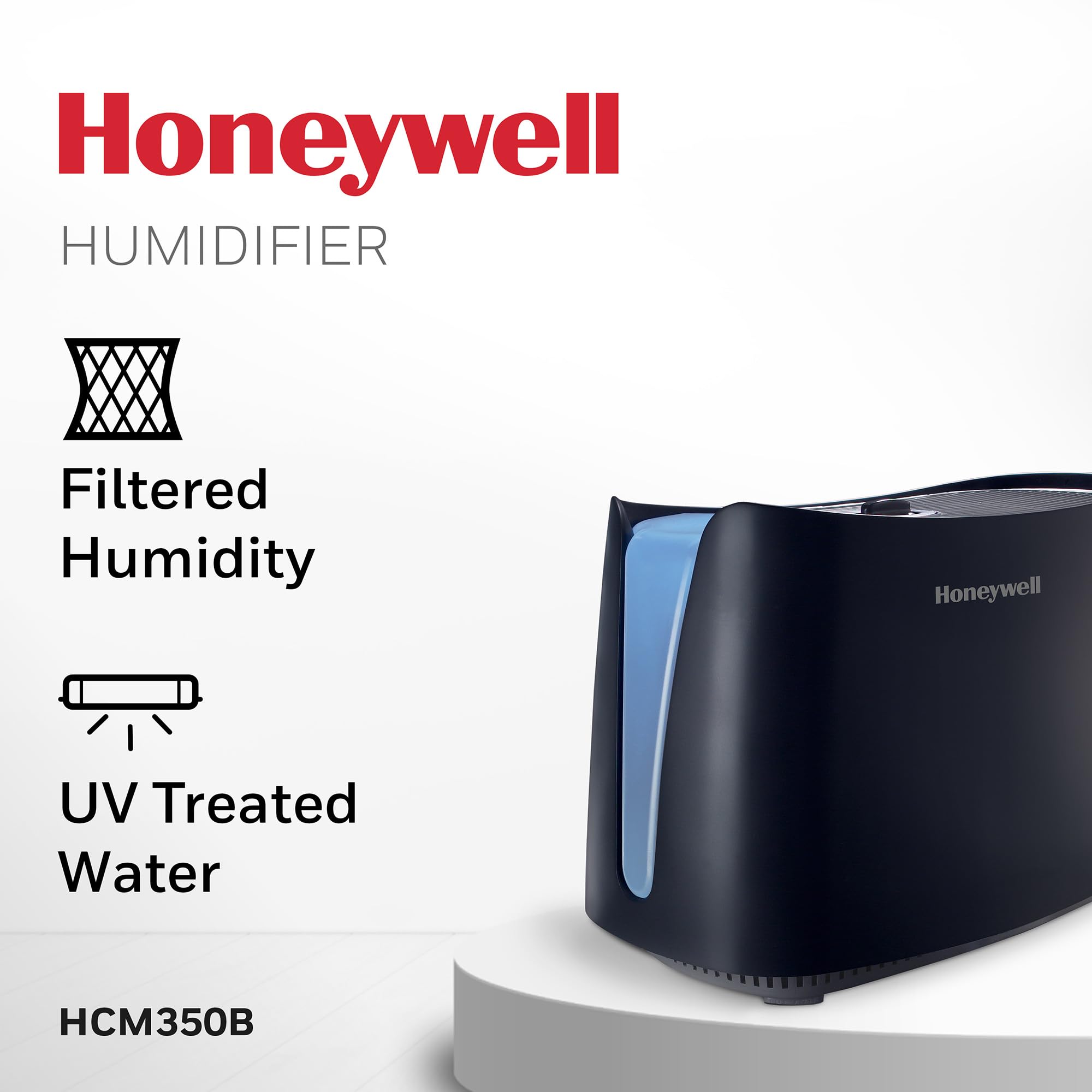 Honeywell HCM350B 1.1 gallon tank for overnight, long-lasting moisture.