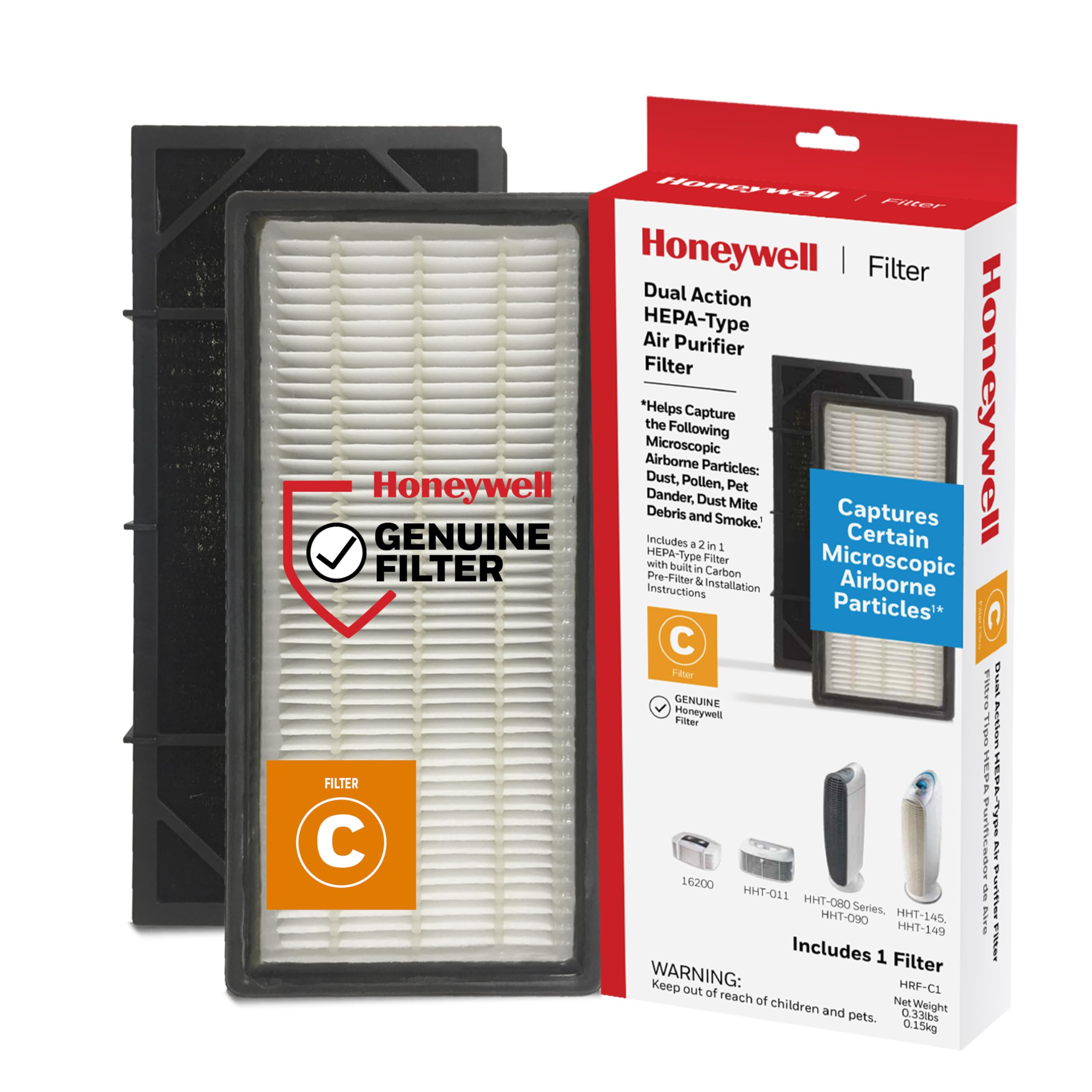 Honeywell HepaClean HRF-C2-C replacement filter packaging for cleaner indoor air.