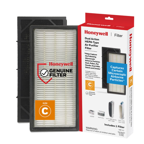 Honeywell HepaClean HRF-C2-C replacement filter packaging for cleaner indoor air.