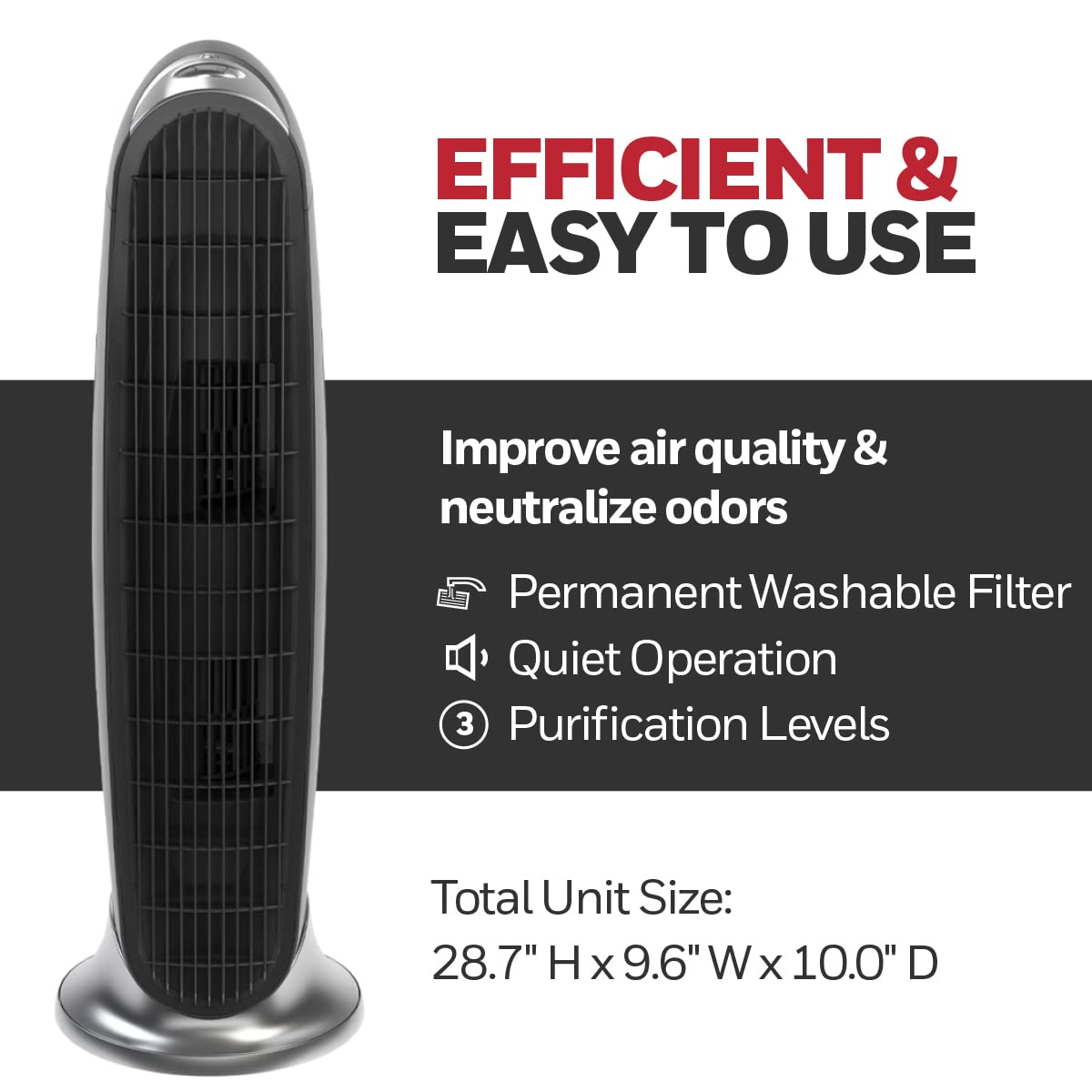 Honeywell HFD-120-Q washable filter shown for easy maintenance