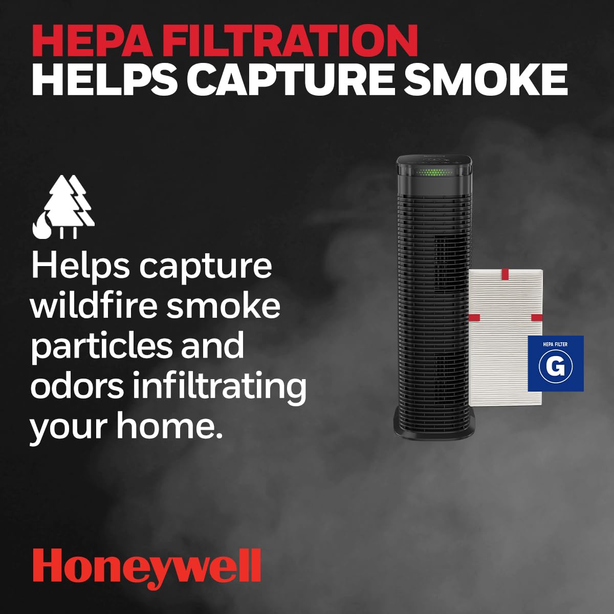 In-use living room image conveys a fresher feeling after filtration with Honeywell